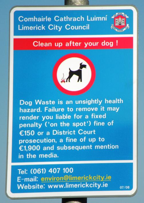 Photograph of the Newly Revised (July 2008) 'Clean Up After Your Dog Sign'