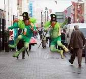 Limerick Leprechauns leap with joy at the launch of the St Patrick's Day Festival in O'Connell Street on 8th of March 2009